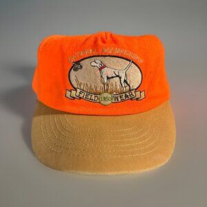 DUNN'S HUNTING CO. STRAP BACK CAP HAT Orange Vintage Logo Hunting Dog